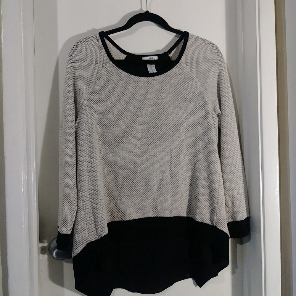 Bar III Grey and Black Split Back Sweater